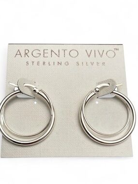 NWT Argento Vivo Silver Hoop Earrings